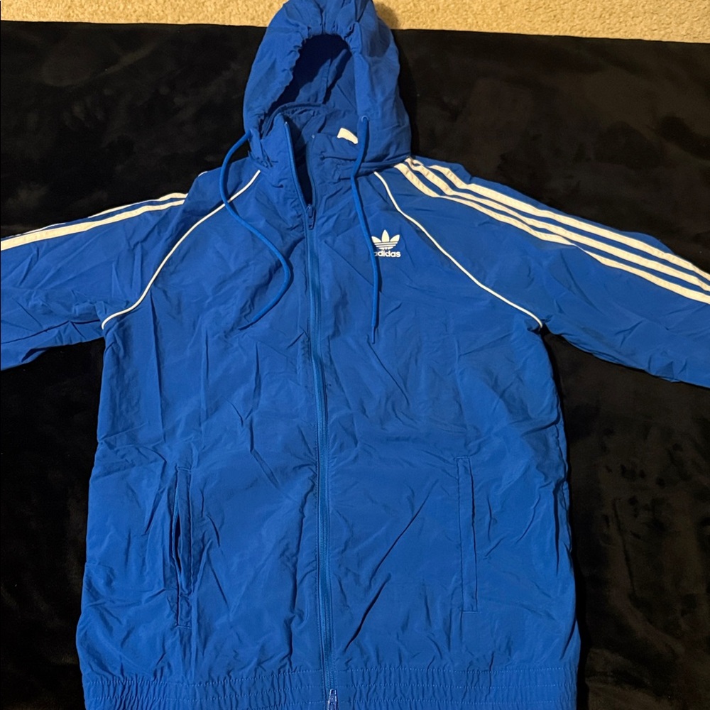 Adidas Royal Blue Track Jacket with White Stripes